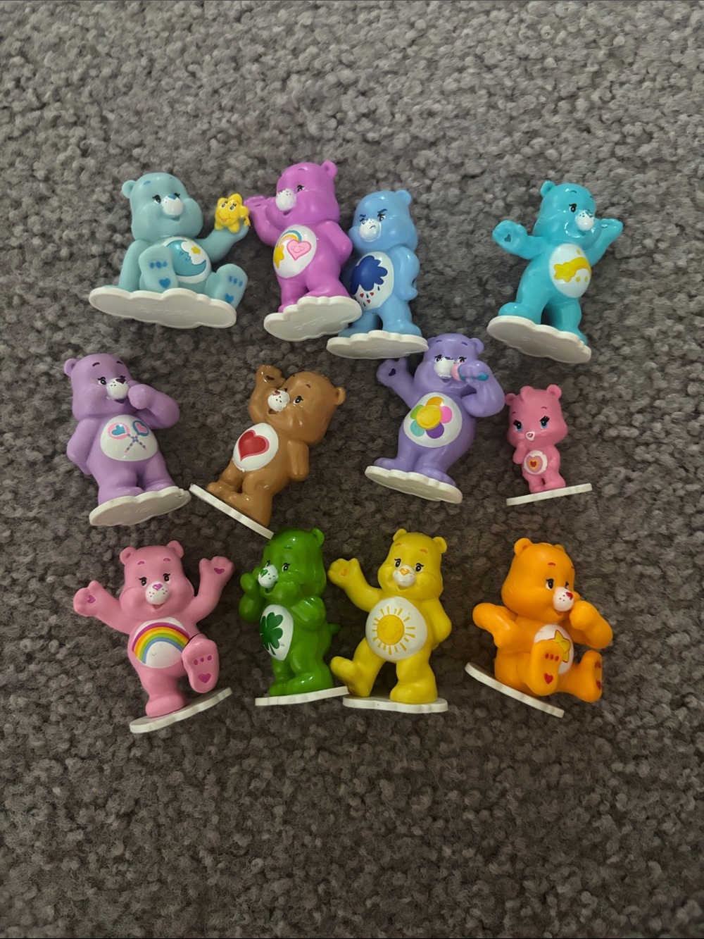 Vintage TCFC  Care Bears Mini Figurine Set - Assorted Colors lot of 12